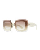 Oversize Square Sunglasses w/ Overlay Lenses