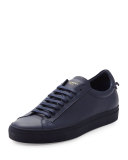 Men's Leather Low-Top Sneaker, Navy