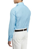 Mini-Oval Print Long-Sleeve Sport Shirt, Aqua