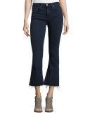 Raw-Hem Cropped Flare Jeans, Dune