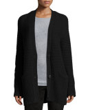 Chunky Wool-Cashmere Cardigan, Black
