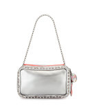 Piloutin Metallic Napa Chain Pochette Bag, Gunmetal