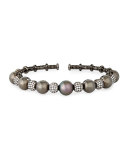 18k Black Gold Tahitian Pearl & Diamond Bangle