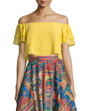 Whit Cropped Off-the-Shoulder Top, Yellow