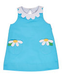 Sleeveless Pique Daisy Dress, Blue, Size 2-6X