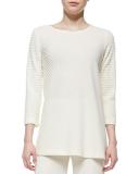 Ottoman Knit 3/4-Sleeve Tunic, Ivory