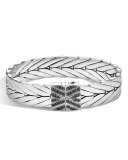 Modern Chain Silver Lava 13mm Bracelet with Sapphire Clasp