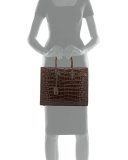 Sac de Jour Small Crocodile-Embossed Satchel Bag, Dark Brown