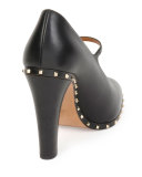 Soul Stud Rockstud Leather Mary Jane Pump, Nero