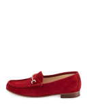 Talia Suede Horsebit Loafer, Tango Red