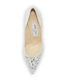 Agnes Crystal 85mm Pump, White/Crystal