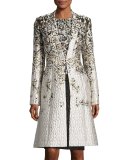Metallic Pixelated Jacquard Topper, Cream