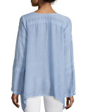 Long-Sleeve Handkerchief Tunic, Periwinkle, Plus Size