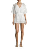 Rue Lace Romper Coverup, White