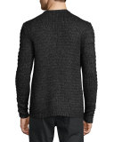 Cable-Knit Crewneck Sweater, Black