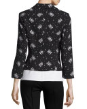 Stardust Onyx Button-Front Blazer, Black/Multi