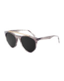 Sugarman Rounded Square Sunglasses, Gray/Gold