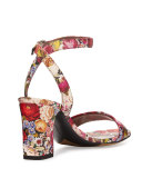Leticia Floral 75mm City Sandal, Multi Tapestry