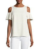 Dryden Crepe Cold-Shoulder Top, Ivory