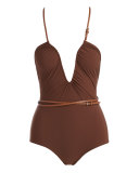 Belted Wrap One-Piece Swimsuit