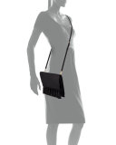 Sofia Tassel Leather Clutch Bag, Black