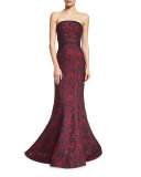 Strapless Floral-Print Mermaid Gown, Floral