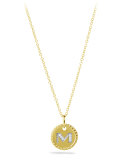 "M" Pendant with Diamonds in Gold on Chain
