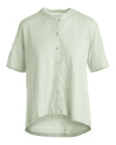 Short-Sleeve Button-Front Linen Jersey Top