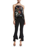 Floral-Print Handkerchief-Hem Top, Vintage Floral