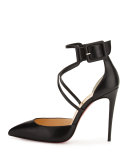 Suzanna Leather Crisscross Red Sole Pump, Black