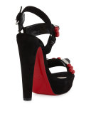 Pyrabubble Studded Red Sole Sandal, Black/Red