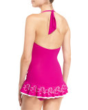 Enchantment Halter Swimdress, Magenta, Plus Size