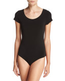 Cat's Cradle Laced-Back Jersey Bodysuit, Black