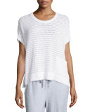 Short-Sleeve Boucle Striped Box Top