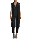 Fisher Project Cascading Crepe Knit Long Vest 