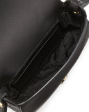 Mini Leather Saddle Bag, Black