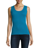 Scoop-Neck Cashmere Tank, Plus Size  