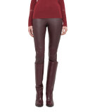 Fria Stretch-Lambskin Skinny Pants, Miracle Berry