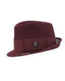 Perforated Wool Felt Trilby Hat, Garnet