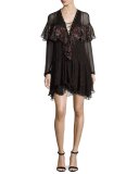 Karmen Printed Voile Shift Dress, Black/Red