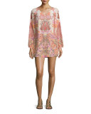 Kialu Long-Sleeve Shift Dress, Natural