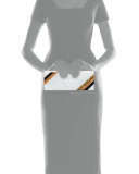 Flavia Diagonal Stripe Clutch Bag, White
