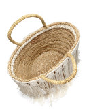 Fes Macrame Fringe Beach Tote Bag, Ivory