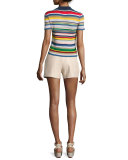 Martha Striped Ruffle-Trim Polo Shirt, Multicolor