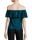 Gaia Off-The-Shoulder Top, Dark Cobalt