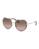 Gradient Heart Sunglasses, Beige