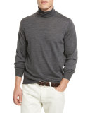 Fine-Gauge Turtleneck Sweater, Lead FG 
