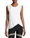Twist Open-Back Muscle Tank Top, White
