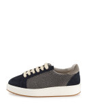 Monili Lace-Up Low-Top Sneaker, Navy