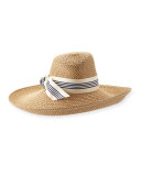 Socialite Grosgrain-Trim Woven Sun Hat